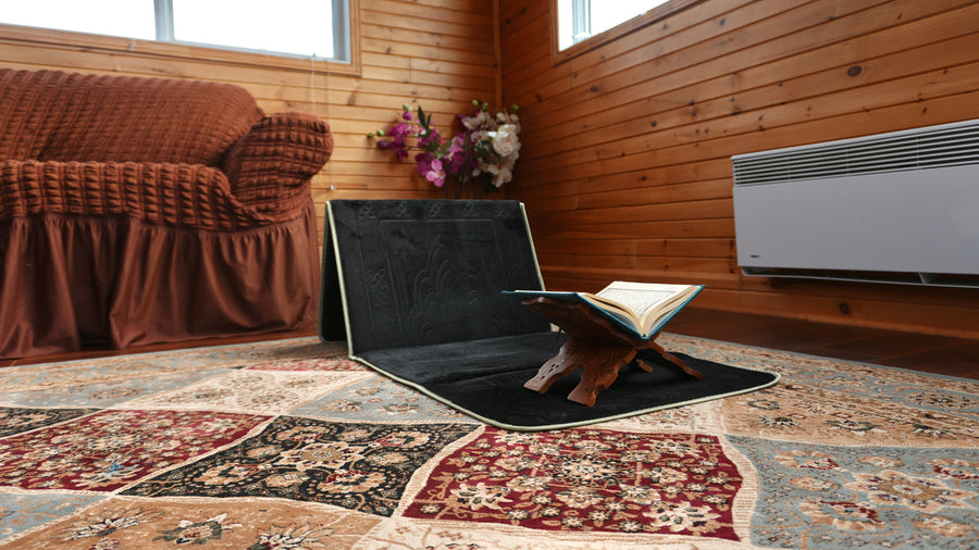 Black Prayer Mat with Backrest